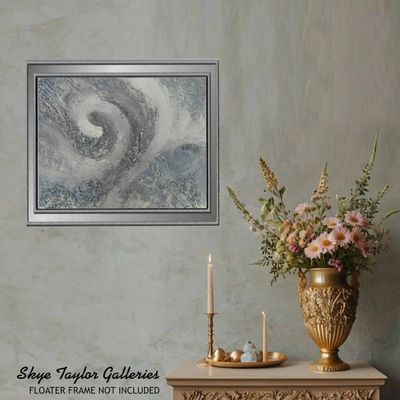 Alternate image for Whirlwind – Original 30 x 24 x 2.5 Sculptural Heavy Impasto Grey & Blue Vortex Abstract Painting by Skye Taylor