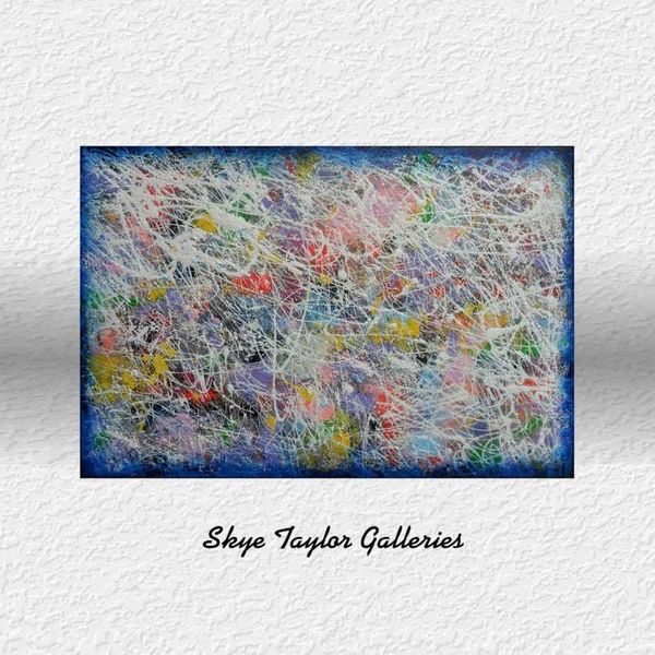 Alternate image for Party at Warhols – Original 36 x 24 Jackson Pollock Style Pop Abstract Drip & Action Painting by Skye Taylor