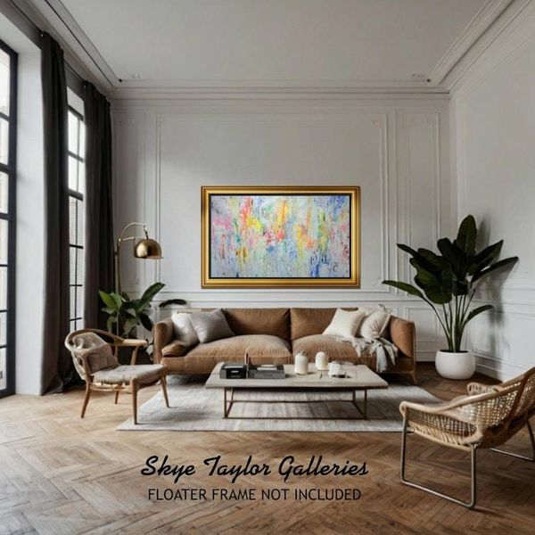 Alternate image for The City Fog – Huge 78 x 46 Original Rolled Unstretched Atmospheric Abstract Canvas Painting by Skye Taylor