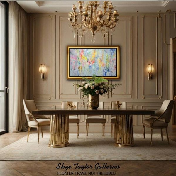 Alternate image for The City Fog – Huge 78 x 46 Original Rolled Unstretched Atmospheric Abstract Canvas Painting by Skye Taylor