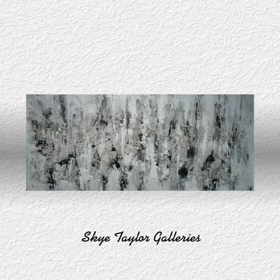Alternate image for Paris In Gray – Huge 71 x 34 Original Rolled Unstretched Black & White Abstract Canvas Painting by Skye Taylor