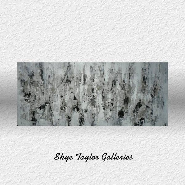 Alternate image for Paris In Gray – Huge 71 x 34 Original Rolled Unstretched Black & White Abstract Canvas Painting by Skye Taylor