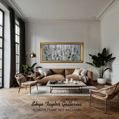 Alternate image for Paris In Gray – Huge 71 x 34 Original Rolled Unstretched Black & White Abstract Canvas Painting by Skye Taylor