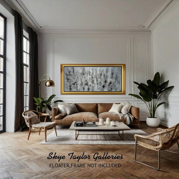 Alternate image for Paris In Gray – Huge 71 x 34 Original Rolled Unstretched Black & White Abstract Canvas Painting by Skye Taylor