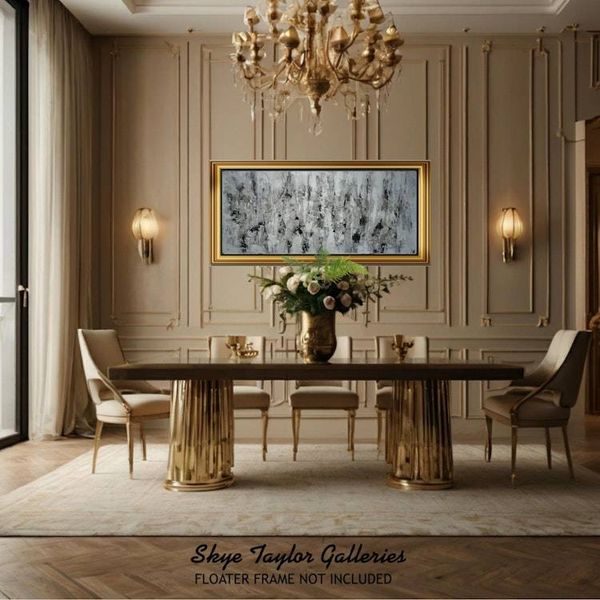 Alternate image for Paris In Gray – Huge 71 x 34 Original Rolled Unstretched Black & White Abstract Canvas Painting by Skye Taylor
