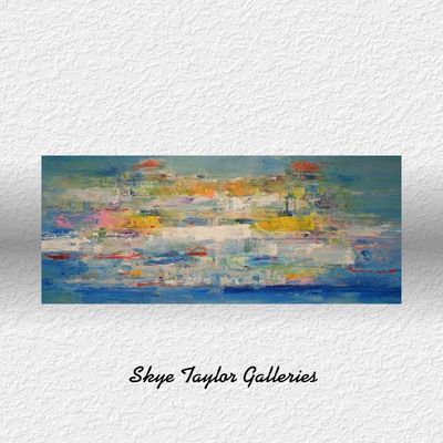 Alternate image for esara – Huge 71 x 34 Original Rolled Unstretched Blue Abstract Canvas Painting by Skye Taylor
