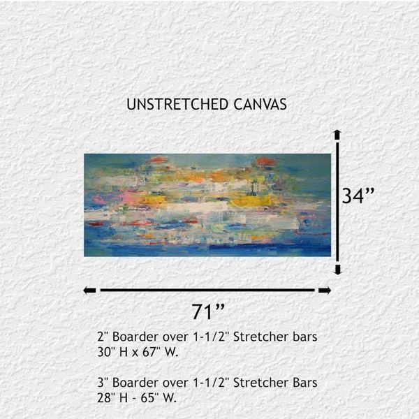 Alternate image for esara – Huge 71 x 34 Original Rolled Unstretched Blue Abstract Canvas Painting by Skye Taylor