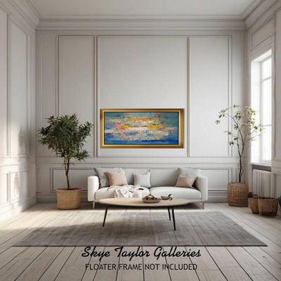 Alternate image for esara – Huge 71 x 34 Original Rolled Unstretched Blue Abstract Canvas Painting by Skye Taylor