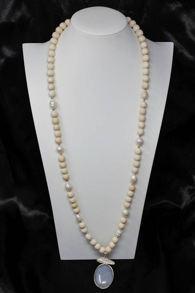 Alternate image for Coastal Wood and Pearl Statement Necklace
