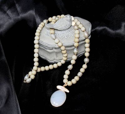 Alternate image for Coastal Wood and Pearl Statement Necklace