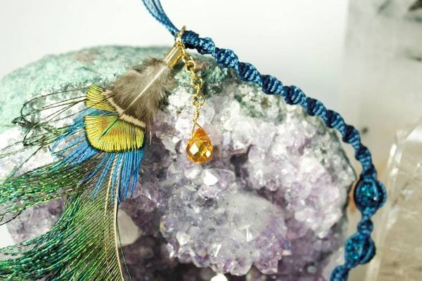 Alternate image for Peacock Spear Feather Aurora Borealis Sun Catcher