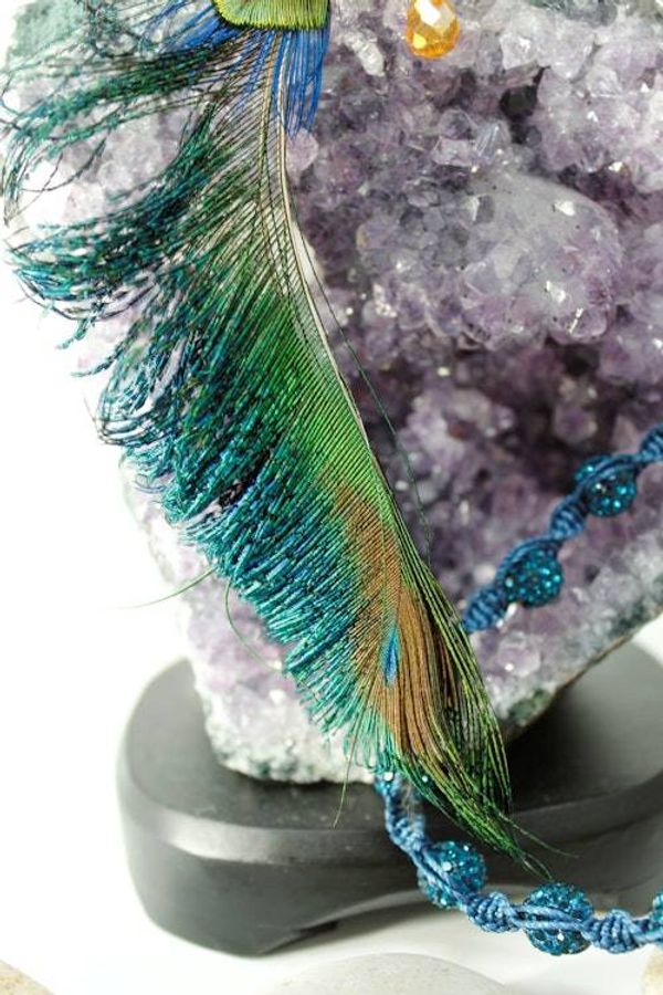Alternate image for Peacock Spear Feather Aurora Borealis Sun Catcher