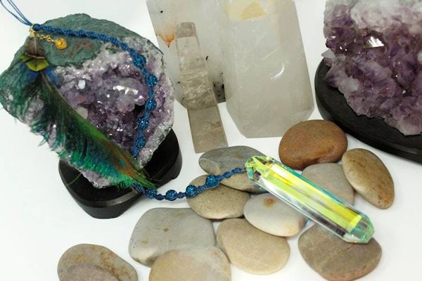 Alternate image for Peacock Spear Feather Aurora Borealis Sun Catcher