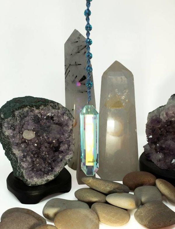 Alternate image for Peacock Spear Feather Aurora Borealis Sun Catcher