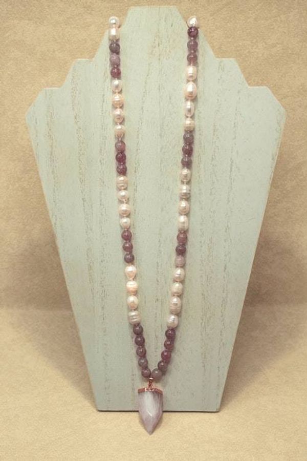 Alternate image for Madagascar Rose Quartz and Freshwater Pearl Necklace