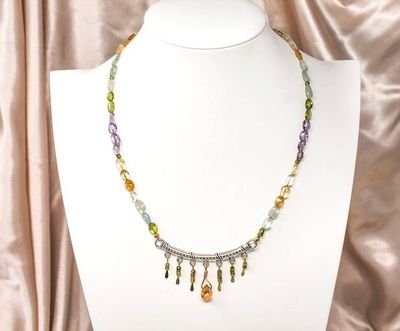 Alternate image for Multi Gemstone and CZ Statement Necklace