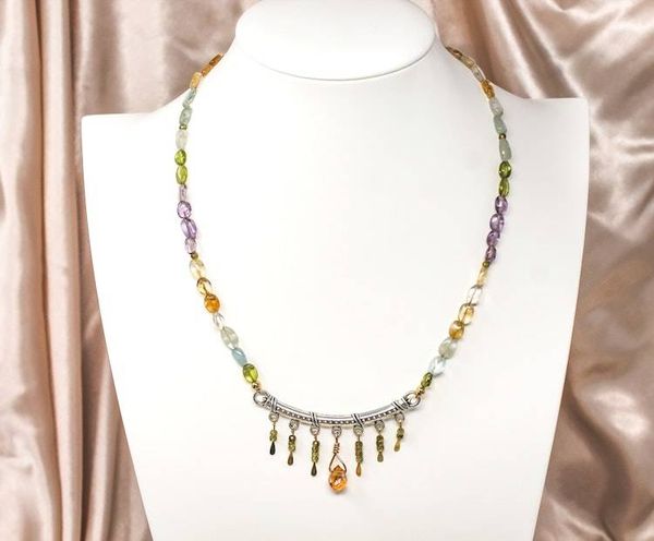 Alternate image for Multi Gemstone and CZ Statement Necklace