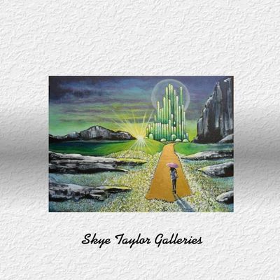 Alternate image for Journey to Oz – Original 24 x 18 Detailed Fantasy Emerald City Painting on Archival Birch Wood Cradle Panel by Skye Taylor