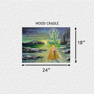 Alternate image for Journey to Oz – Original 24 x 18 Detailed Fantasy Emerald City Painting on Archival Birch Wood Cradle Panel by Skye Taylor