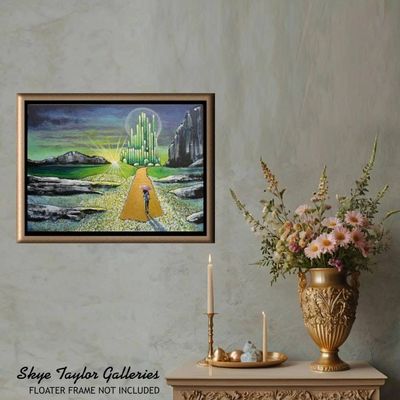 Alternate image for Journey to Oz – Original 24 x 18 Detailed Fantasy Emerald City Painting on Archival Birch Wood Cradle Panel by Skye Taylor