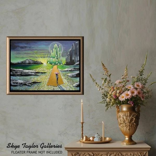 Alternate image for Journey to Oz – Original 24 x 18 Detailed Fantasy Emerald City Painting on Archival Birch Wood Cradle Panel by Skye Taylor