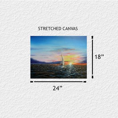 Alternate image for Sailboat Sunset – Original 24 x 18 Seascape Ocean Sunset Canvas Painting by Skye Taylor