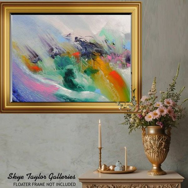 Alternate image for Beyond the Sea – Original 30 x 24 Dynamic Expressionist Abstract Ocean Canvas Painting by Skye Taylor
