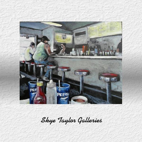 Alternate image for The Diner – Original 8 x 10 Retro Americana Counter Painting on Cradled Wood Panel by Skye Taylor
