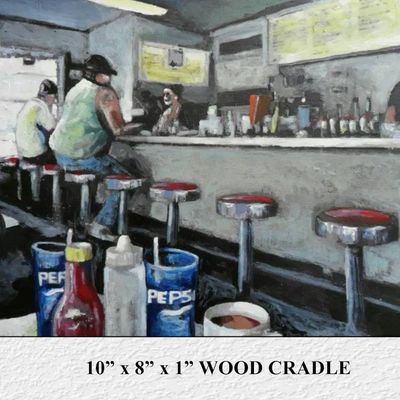 Alternate image for The Diner – Original 8 x 10 Retro Americana Counter Painting on Cradled Wood Panel by Skye Taylor