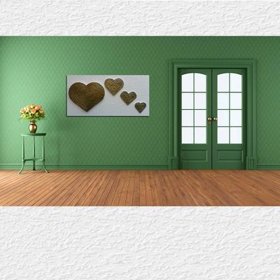Alternate image for Hearts in Motion – Massive 48 x 24 Original 3D Sculpted Bronze Gold & Pearl White Relief Wall Sculpture Painting by Skye Taylor