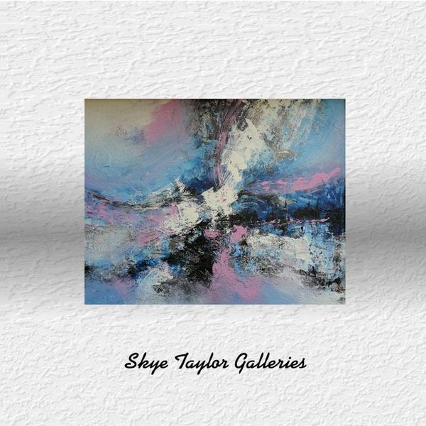 Alternate image for Unexpected Joy – Original 22 x 28 Expressive Abstract Blue & Pink Impasto Canvas Painting by Skye Taylor