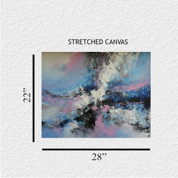 Alternate image for Unexpected Joy – Original 22 x 28 Expressive Abstract Blue & Pink Impasto Canvas Painting by Skye Taylor