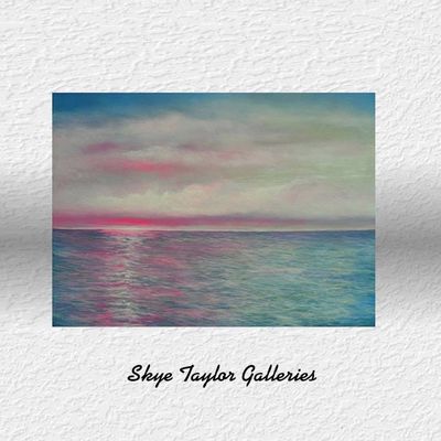 Alternate image for Miami Sunset in Pink – Original 40 x 30 Large Coastal Ocean Horizon Canvas Painting by Skye Taylor