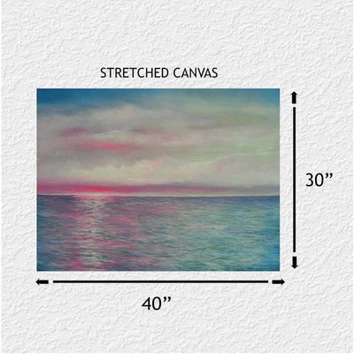 Alternate image for Miami Sunset in Pink – Original 40 x 30 Large Coastal Ocean Horizon Canvas Painting by Skye Taylor