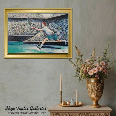 Alternate image for King of Clay – Original 36 x 24 x 1.5 Rafael Nadal Sports Figure & Textured Crowd Canvas Painting by Skye Taylor