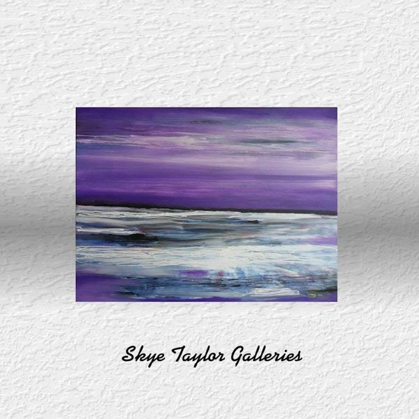 Alternate image for Purple Infinity – Original 40 x 30 Atmospheric Violet & Ocean Horizon Canvas Painting by Skye Taylor