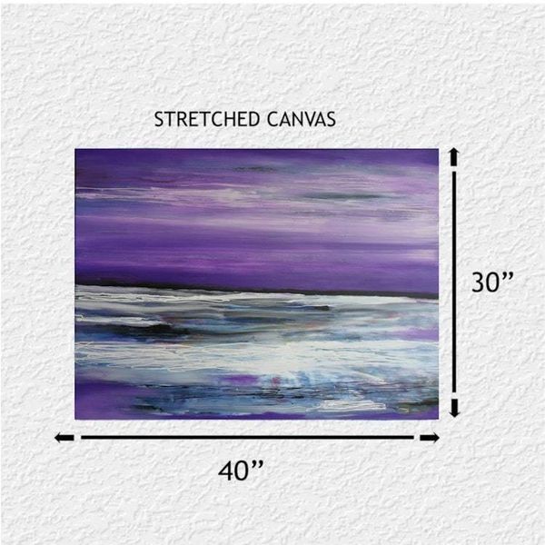 Alternate image for Purple Infinity – Original 40 x 30 Atmospheric Violet & Ocean Horizon Canvas Painting by Skye Taylor