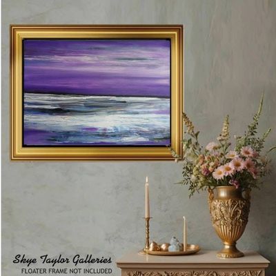 Alternate image for Purple Infinity – Original 40 x 30 Atmospheric Violet & Ocean Horizon Canvas Painting by Skye Taylor