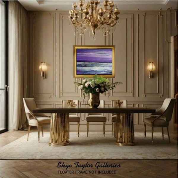 Alternate image for Purple Infinity – Original 40 x 30 Atmospheric Violet & Ocean Horizon Canvas Painting by Skye Taylor