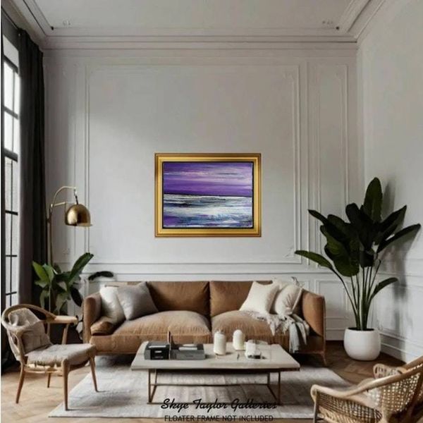 Alternate image for Purple Infinity – Original 40 x 30 Atmospheric Violet & Ocean Horizon Canvas Painting by Skye Taylor