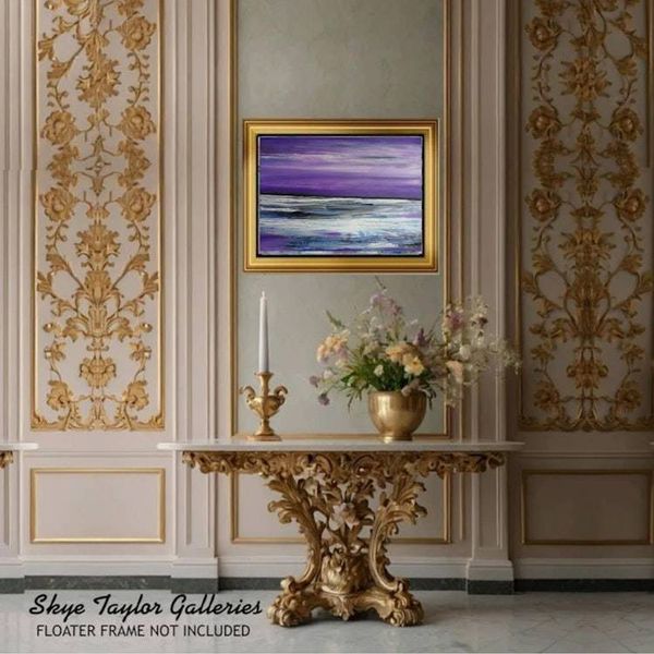 Alternate image for Purple Infinity – Original 40 x 30 Atmospheric Violet & Ocean Horizon Canvas Painting by Skye Taylor