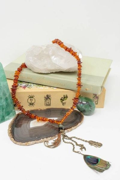 Primary image for Baltic Amber Peacock Statement Necklace