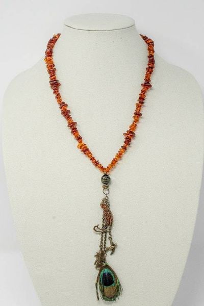 Alternate image for Baltic Amber Peacock Statement Necklace