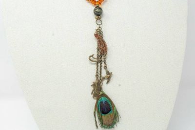 Alternate image for Baltic Amber Peacock Statement Necklace