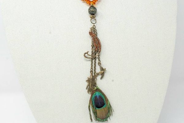 Alternate image for Baltic Amber Peacock Statement Necklace