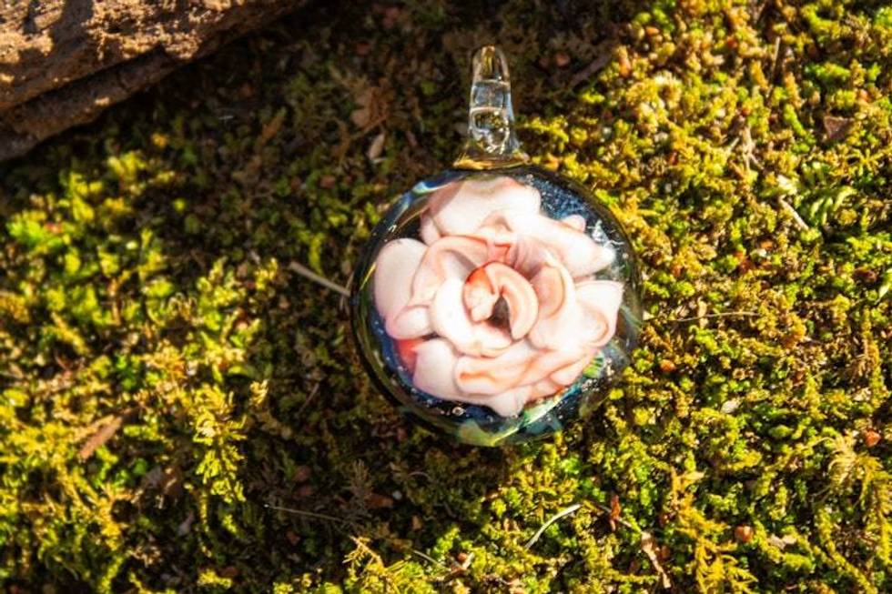 Pink Rose Glass Pendant