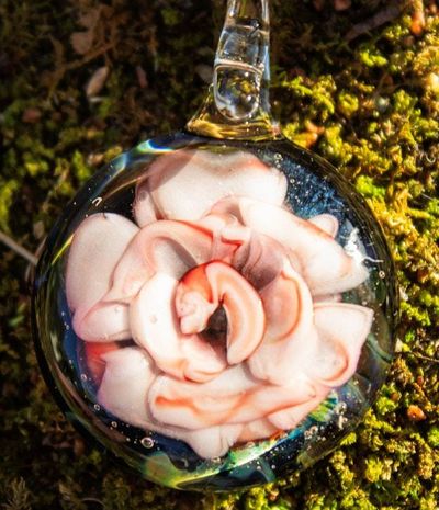 Alternate image for Pink Rose Glass Pendant