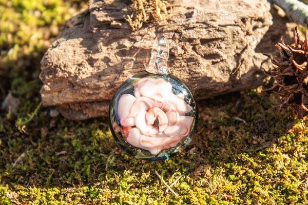Alternate image for Pink Rose Glass Pendant