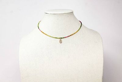 Alternate image for Watermelon Ombre Tourmaline Charm Necklace