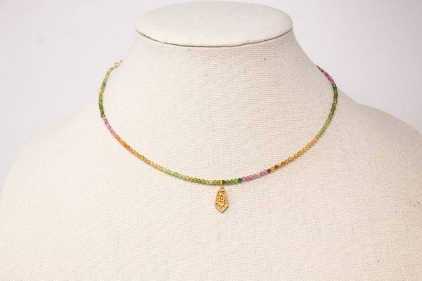 Alternate image for Watermelon Ombre Tourmaline Charm Necklace